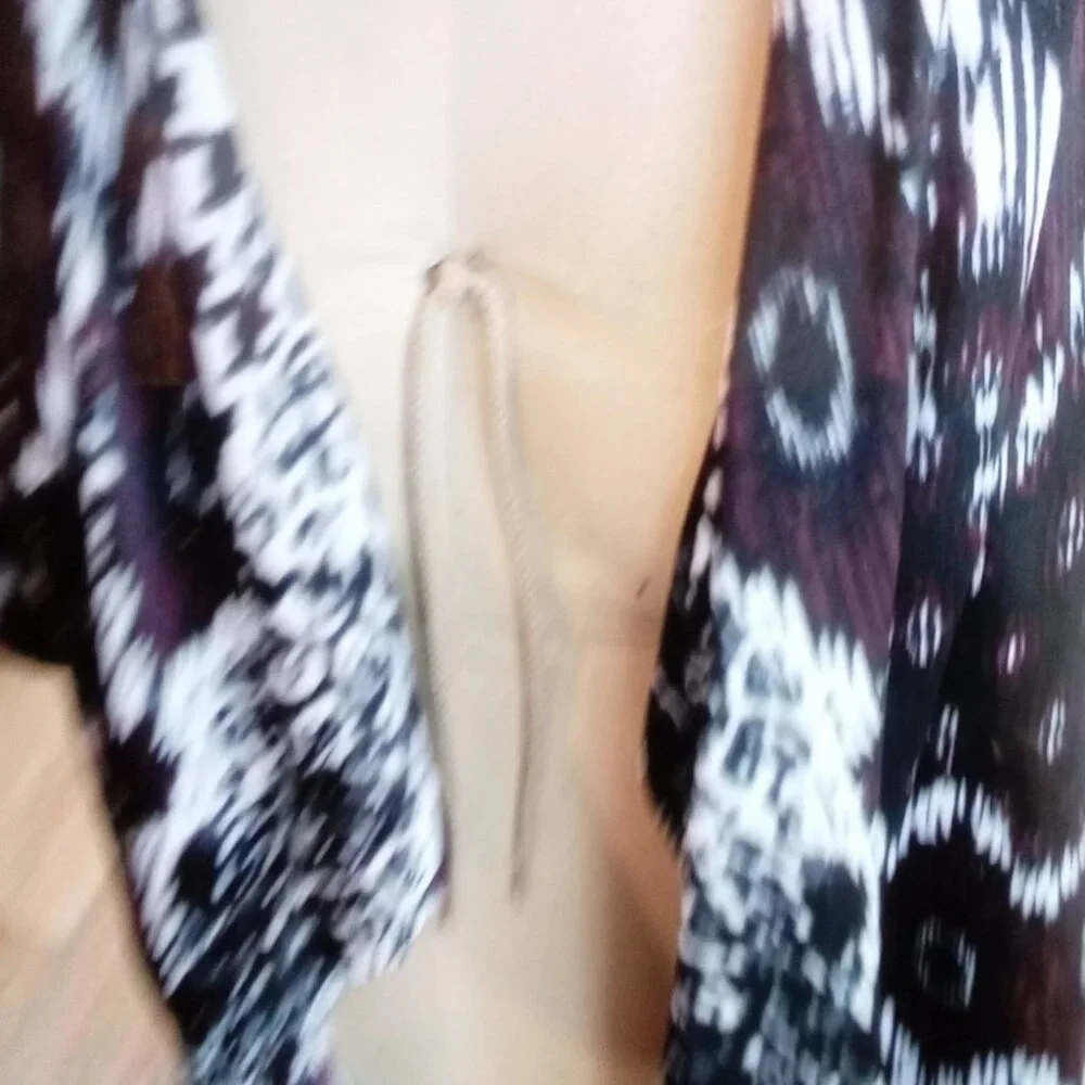 2-$10... Cato XL Burgandy and Black Open Front Waterfall Cardigan